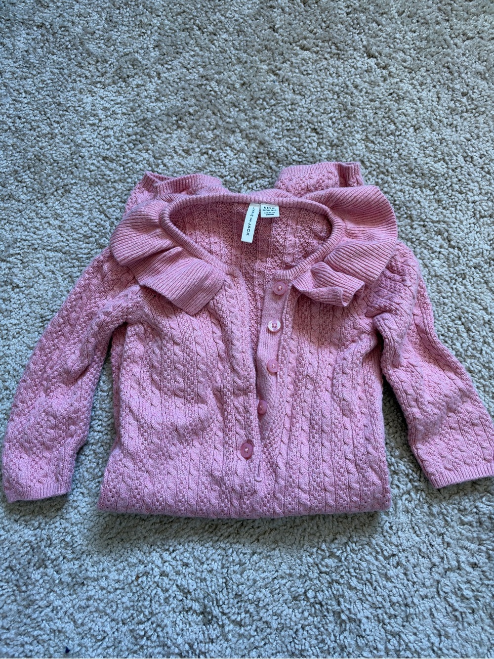 Janie and Jack Baby Girl Pink Knit Ruffle Coverall Romper 6-12 Mos